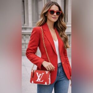 Louis Vuitton GIANT Monogram Red Pink Double Zip Pochette LIMITED EDITION Bag